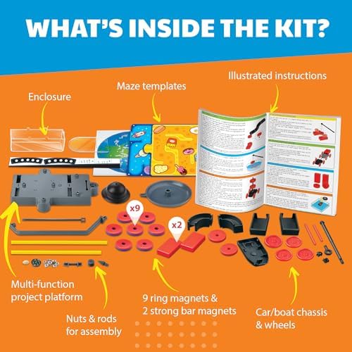 4M Magnet Science Kit for Kids Ages 5+ — 20+ Hands-On Experiments with 40+ Components, Build Maglev Transporter, Magnetic Racer, UFO & Compass Yacht, STEM Educational Toy Gift for Boys Girls