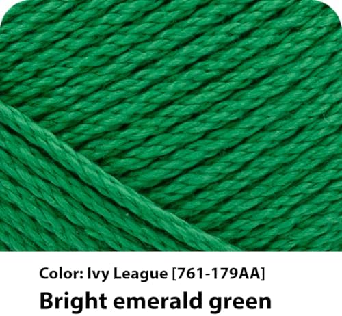 Lion Brand Yarn, 24/7 Cotton Yarn, Ivy League, Green, 1 Pack