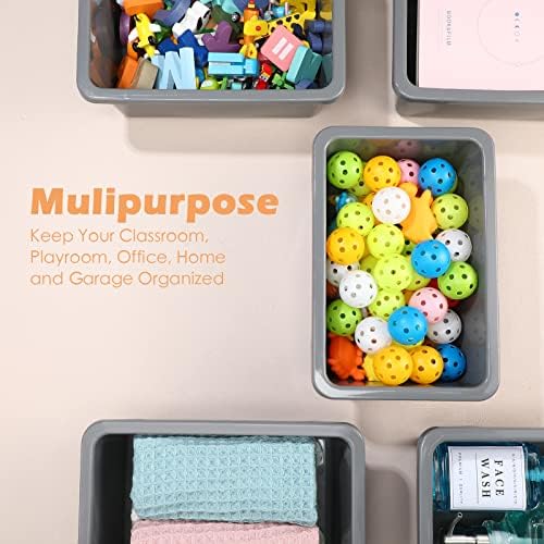 Tuanse 12 Pack Small Cubby Bins Plastic Storage Container for Toy,Gray