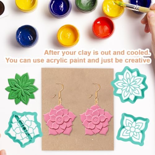 beinkmake 16Pcs Mandala Flower Polymer Clay Cutters Set Bloom Clay Earrings Cutters for Adults Polymer Jewelry Cutter with Earrings Accessories DIY Craft Supplies
