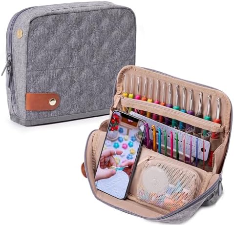 MYBAGZING Empty Crochet Hook Case - Stand Up Organizer with 30 Slots for Hooks & Needles, Accessories - Needles Set for Lovers, Kit for Beginners