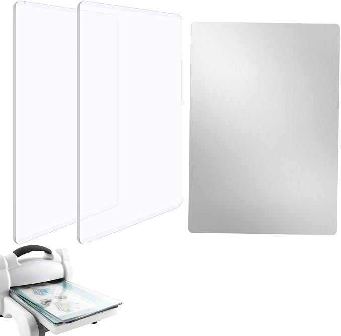 BAOFALI 3 Pcs/Set Standard Cutting Pads and Stainless Metal Shim for Die Cutting Machine for Die Cutting Machine；Clear Polycarbonate Cutting Pads Die Cutting Plates DIY Scrapbooking Paper Crafting