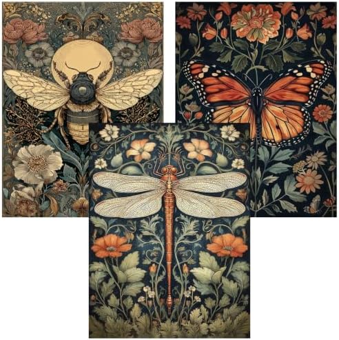 3 Pcs Diamond Art Kits for Adults, 5D Insect Diamond Painting Kits 12x16 In