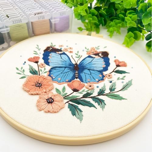 Silentsea Blue Butterfly Embroidery Kit for Adults
