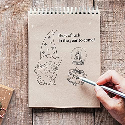 Hying Merry Christmas Trees Gnomes Clear Stamps for Card Making, Xmas Jingle Bell Transparent Rubber Stamps Christmas Socking Snowflake Stamp Seal for Crafting DIY Scrapbooking Photo Album Decorations