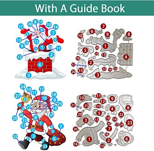 4 Sets Santa Chimney Christmas Die Cuts for Card Making Mrs Claus Scrapbooking Supplies Dies Embossing Stencil Template Tool for DIY Molds Paper Card Photo Album Craft Decoration