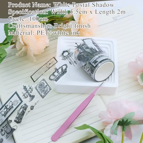 PET Tape Stickers for Journaling with Tweezers, Aesthetic Dreamy Smoke Ribbon Scrapbooking, Waterproof Transparent Washi Tape Stickers Gold Foil Decorative Decals for DIY Planner Crafts (3Pcs)