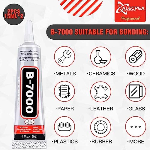 B-7000 Craft Glue for Jewelry Making - 15ml/0.5oz (2 Pack) - Multi-Function B-7000 Super Adhesive Glues Liquid Fusion Glue for Rhinestones Crafts, Clothes Shoes, Fabric, Jewelry Making, Cell Phones