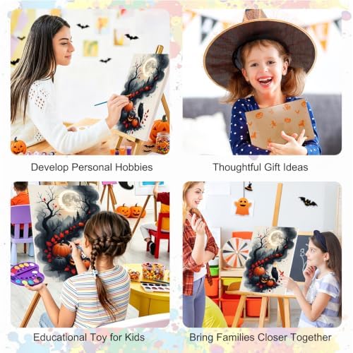 SENQAO Halloween Owl Fall Pumpkin Paint by Number Kits for Adults, DIY Paint by Numbers Kits for Adults Beginners Without Frame, Acrylic Paint Canvas Painting Kits Art for Home Decor 8X12 inch