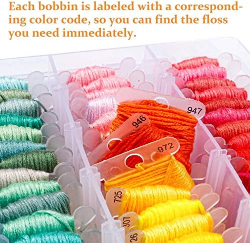 INSCRAFT 403 Pack Embroidery Kits for Adults, 250 Colours Embroidery Threads, Cross Stitch Kits for Beginners Bracelet and Craft Making, 153 Pcs Cross Stitch Tool, 4-Tier Transparent Craft Storage Box