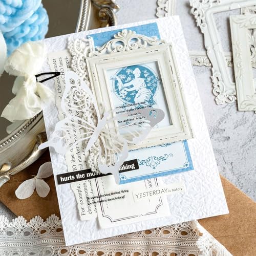 40Pcs Scrapbook Supplies Decoration Papers, Lace Frames Junk Journal Supply