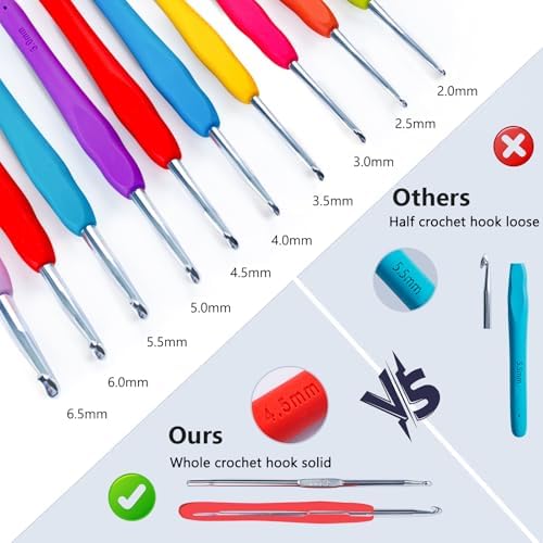 MYBAGZING Crochet Kit for Beginners with Yarn Storage Bag, 10pcs Crochet Hooks 2.0-6.0 mm, 10 Skeins Yarn for Crocheting, Knitting Accessories, 58pc Crochet Starter Kit for Adults