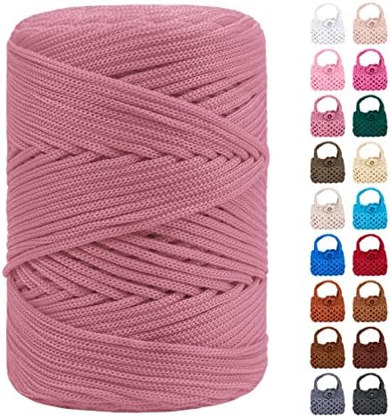 Polyester Macrame Cord 3mm x 185yards, Braided Macrame Cord, Crochet Bag Polyester Yarn for Crocheting, Bag, Wall Hangings, Rug, DIY Crafts (Light Bean Sand)