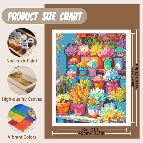 XTCIXAL Paint by Numbers Kit for Adults, Succulent - 16X20 Inch