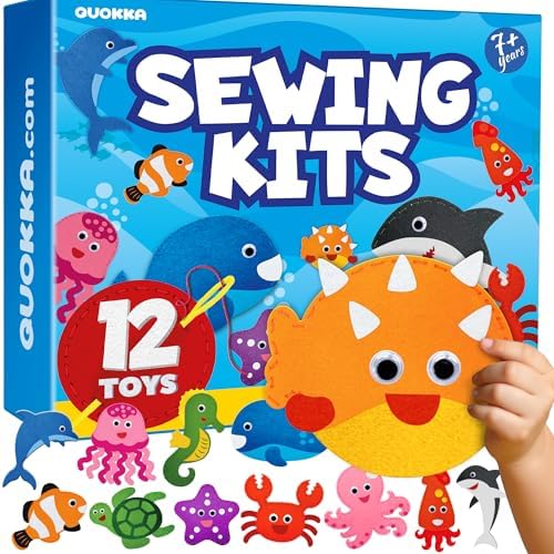 Sewing Kit for Kids Ages 4-8 - 12 Beginner DIY Kids Sewing Crafts Ages 5-8