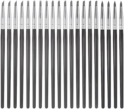 HARFINGTON 20pcs Clay Sculpting Tool Set, Clay Sculpting Shaper Rubber Tip Shaping Pen Silicone Brushes Shaping Carving Tool for Ceramic Sculpture Polymer Clay, Gray