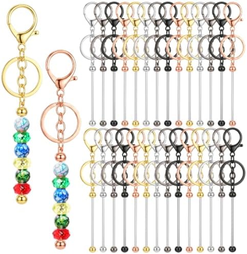 30Pcs Blank Beadable Keychain Bars Bulk Blank Metal Keychain