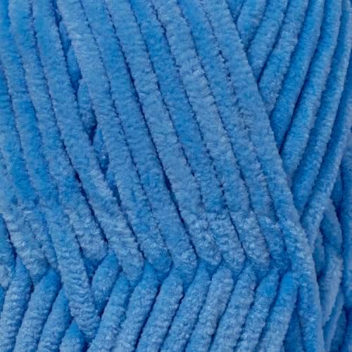 Velvet Lux Chenille Yarn for Crocheting and Knitting, 2 Pack Bulk Chunky Yarn, Super Soft Velvet Yarn for Amigurumi, Baby Blankets & Home Decor — 100g/120yds per Skein (Sky Blue)