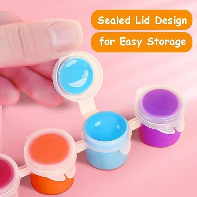 Mini Acrylic Paint Set,12 Color Acrylic Paint Strips with 60 Pcs Painting Brushes for Kids&Adults, 420 PCS Kids Paint Set Container Strips Storage for Home Classroom Party Favors