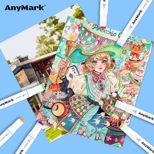 AnyMark 80 Colors Alcohol Markers Chisel & Fine Dual Tip