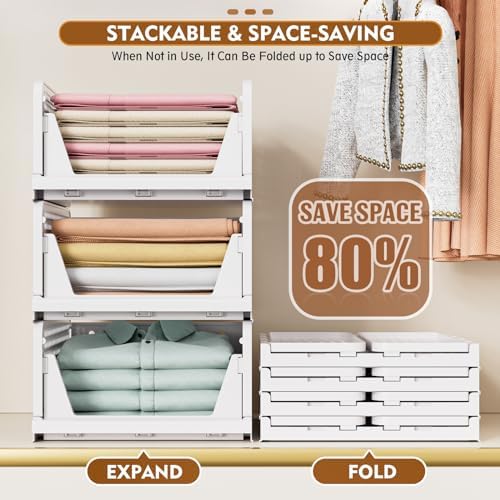 8 Pack Closet Organizers and Storage, Stackable & Foldable Closet Bins