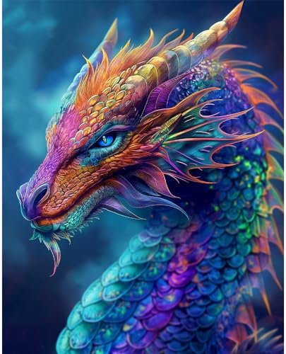 Natuyalo Paint by Numbers Kits for Adults Colorful Dragon Paint by Number for Adults Beginner Animal Drawing Paintwork with 3 Paintbrushes Acrylic Canvas Painting 16x20 Inch
