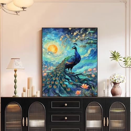 XTCIXAL Paint by Numbers Kit for Adults, Peacock, 16X20 Inch