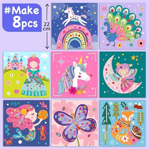 EZCRA Gem Sticker Kit for Kids - 990+ Stickers, 8 Unicorn Princess Themes