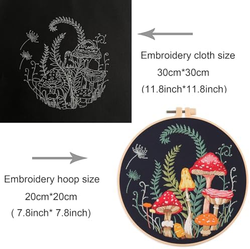 Silentsea Mushroom Embroidery Kit, Beginner Embroidery kit for Adults, Needlepoint Set Funny (Mushroom)