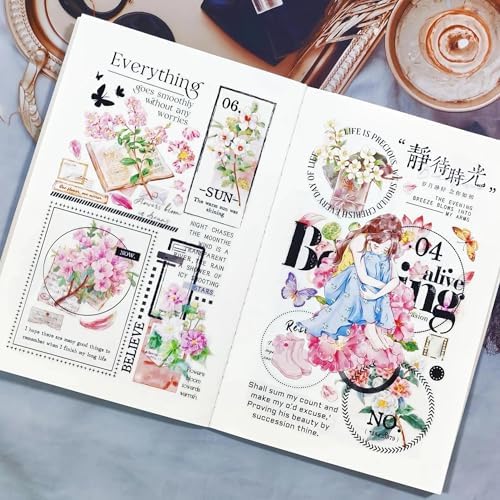 WT Pre-Cut Morning Dew Wide PET Tape, Single Roll, Original Rainy Day Illustration Designs, Transparent Decorative Tape for Journaling, Scrapbooking, Planner & DIY Crafts, 65mm×5m