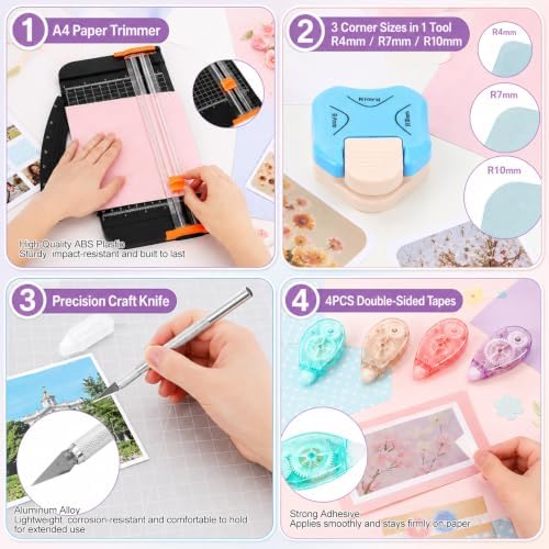 gisgfim Scrapbooking Supplies Kit 21 Pcs Paper Craft Projects Tools Set