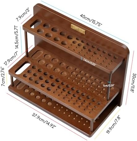 MEEDEN PRO Paint Brush Holder: 2 Tier 89 Holes Wooden Paint Brush Organizer