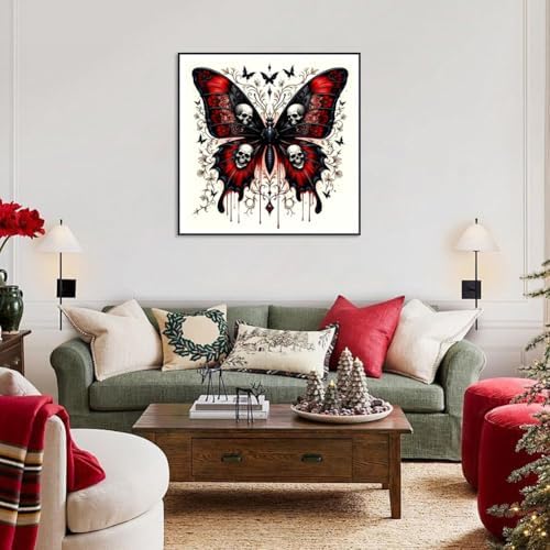 Xylogist Butterfly Skull Diamond Art Kits for Adults Beginners 12x12 Inch