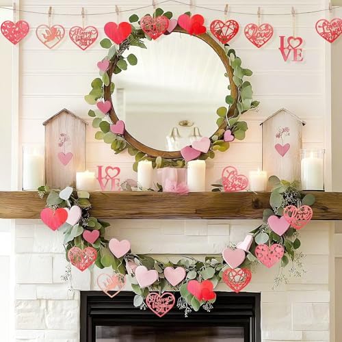 80PCS Wooden Heart Ornaments to Paint Valentine's Day Craft,10 Styles DIY Blank Unfinished Wood Heart Cutouts Ornament for Crafts Spring Tree Hanging Decorations Love