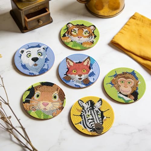 Leatrice 8 PCS Diamond Art Coasters Set Diamond Painting Kits for Adults