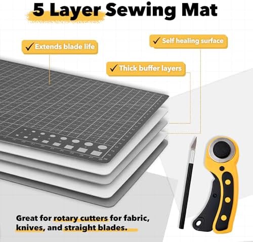 Mandala Crafts Self-Healing Black Gray 18" x 24" A2 Cutting Mat for Sewing