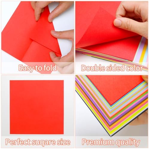 IOOLEEM Red Origami Paper, 500 Sheets, 6 Inch Square, Double Sided Colored Paper for DIY Crafts