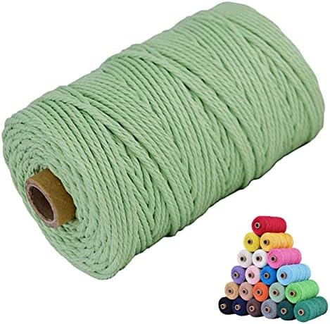 Macrame Cotton Cord 5mm x 109Yards, Light Green Natural Macrame Rope, Perfect Macrame Supplies Cotton Cord for Macrame Plant Hangers DIY Crafts (Light Green, 5mm*109Yards)
