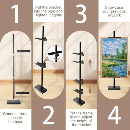AZEAM 29" Adjustable Tabletop Easel Stand, Black Metal Easel for Display