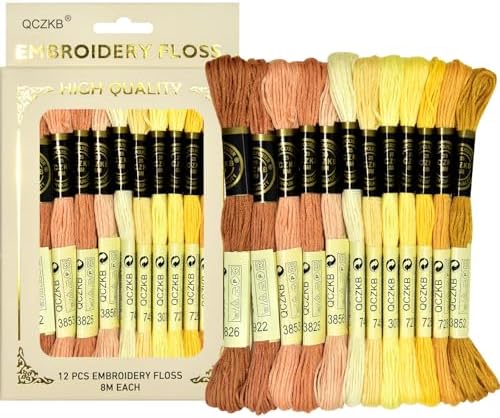 Premium Rainbow Color Embroidery Floss - Cross Stitch Threads - Friendship Bracelets Floss - Crafts Floss - 12 Skeins Per Pack Embroidery Floss,Sunny Warm-Orange Gradient