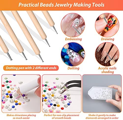 B7000 Clear Adhesive with Precision Tips, 5 PCS B-7000 Jewelry Bead Glue for Diamond Rhinestone Applicator Tools Set - Strength Adhesive for Nail Art DIY Crafts Clothes Shoes Bags