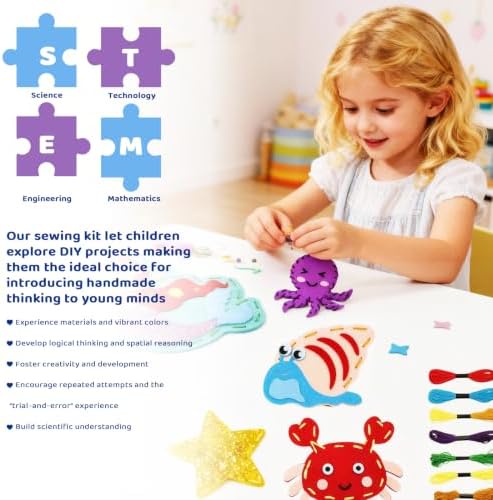 powerful xishan Mermaid Sewing Kit for Kids Ages 4-8| 9 Beginner Projects