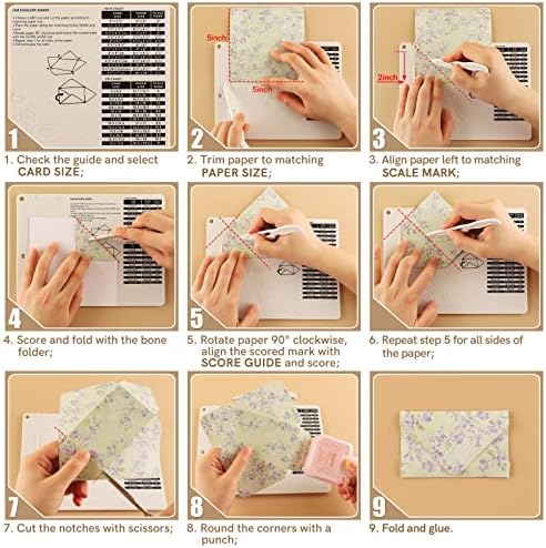 Briartw Craft Mini Scoring Board & Bone Folder Set Score and Fold Tool Multi-Purpose Score Board Envelope Maker Scrapbooking Embossing Craft Tool for Card Making,Measurement Including Cm and Inch