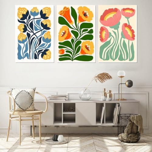 3 Pack Frame Paint by Numbers Kit for Adults, Flowers Paint by Numbers
