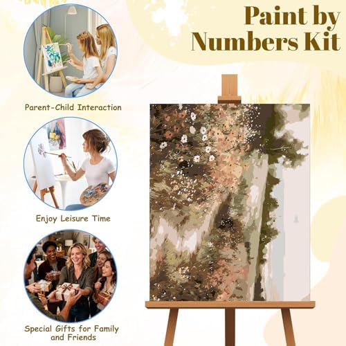 EIBEILI Rural Scenery Paint by Numbers Kit for Adults Beginner,Wildflowers Adult Paint by Number Kits on Canvas,Easy Canvas Paint by Numbers for Adults for Home Wall Decoration 12 X 16 inch
