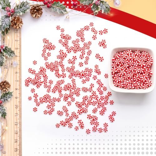 Weysat 30g Mini Softball Clay Slices Baseball Polymer Confetti Red White