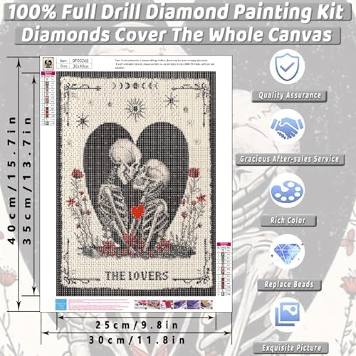 Skull Diamond Art Kits for Adults Funny Diamond Painting Kit for Beginner