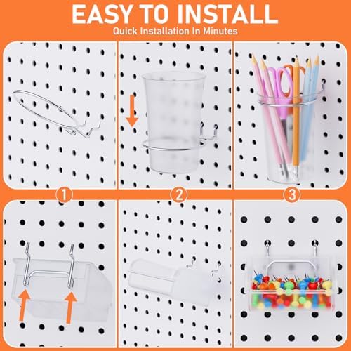 INCLY 90PCS Metal Peg Board Kit with 1/4" Pegboard Accessories
