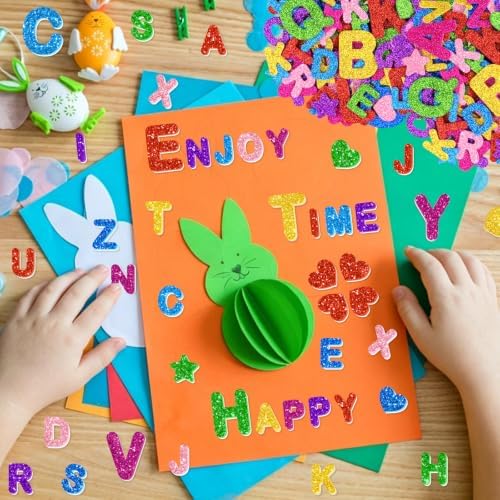 512 PCS Glitter Foam Letter Stickers, Alphabet Stickers for Crafts,8 Colors