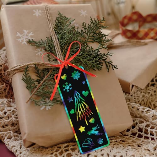 PEASUG Scratch Art for Kids, 40 Sets in 5 Styles Scratch Art Bookmarks